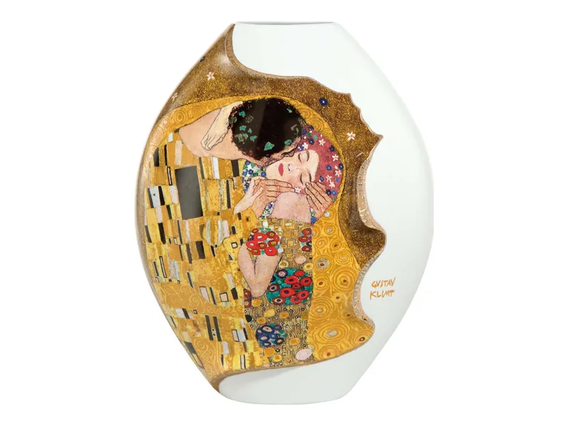 Goebel Klimt-mintás, aranyozott porcelán váza