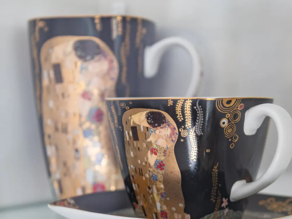 Goebel Klimt-mintás porcelán csészék arany díszítéssel